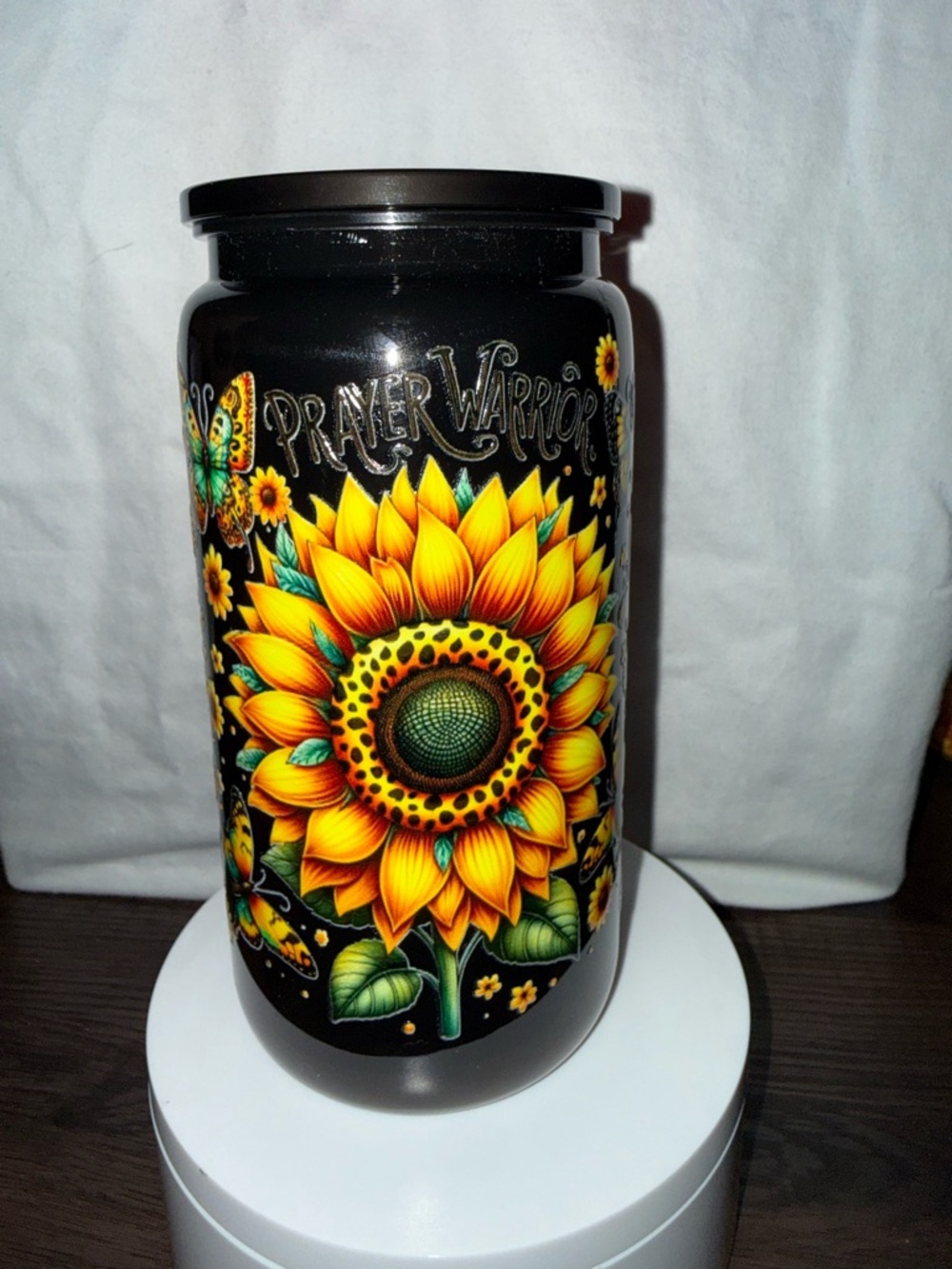 Sunflower & Butterfly Prayer Warrior Plastic Tumbler